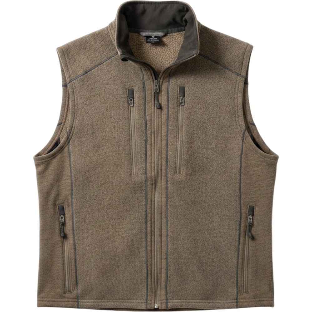 KUHL Interceptor Vest Mens XL Brown Alfpaca Gold Fleece Full Zip Outdoor Layer